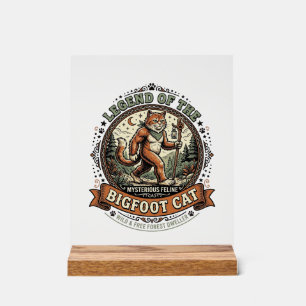 Bigfoot Cat Bigfoot Sasquatch Cat Vintage Vector A Acrylic Sign