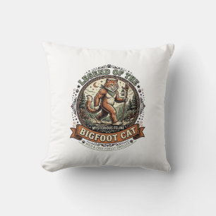 Bigfoot Cat Bigfoot Sasquatch Cat Vintage Vector A Cushion