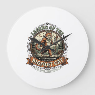 Bigfoot Cat Bigfoot Sasquatch Cat Vintage Vector A Large Clock