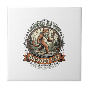 Bigfoot Cat Bigfoot Sasquatch Cat Vintage Vector A Tile