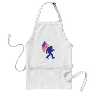 Bigfoot CCarryiing  an American flagg Standard Apron