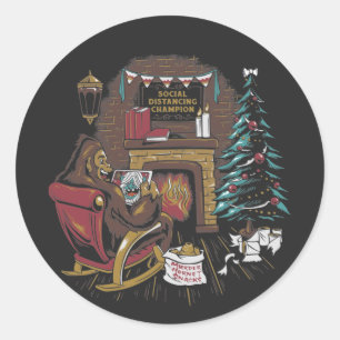 Bigfoot Champion Xmas Classic Round Sticker
