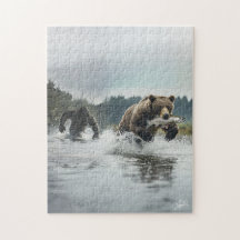 Bigfoot Chasing Bear: Photorealistic Jigsaw Puzzle