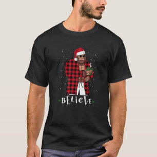Bigfoot Christmas Buffalo Plaid Sasquatch Coffee D T-Shirt