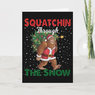 Bigfoot Christmas Funny Squatchin Through The Snow Card