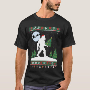Bigfoot Christmas Kids Holiday Sasquatch Santa Car T-Shirt