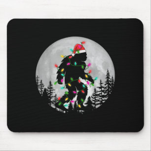 Bigfoot Christmas Lighting Santa Hat Night Moon Xm Mouse Mat