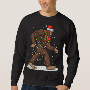 Bigfoot Christmas Lights Winter Sasquatch Santa Ha Sweatshirt