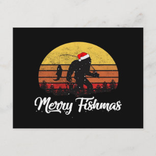 Bigfoot Christmas Santa Hat Merry Fishmas Vintage Enclosure Card