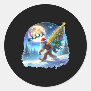 Bigfoot Christmas Santa Holiday Sasquatch Xmas Classic Round Sticker