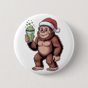 Bigfoot Christmas Sasquatch Matcha Lover  6 Cm Round Badge