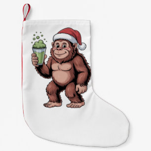 Bigfoot Christmas Sasquatch Matcha Lover Small Christmas Stocking