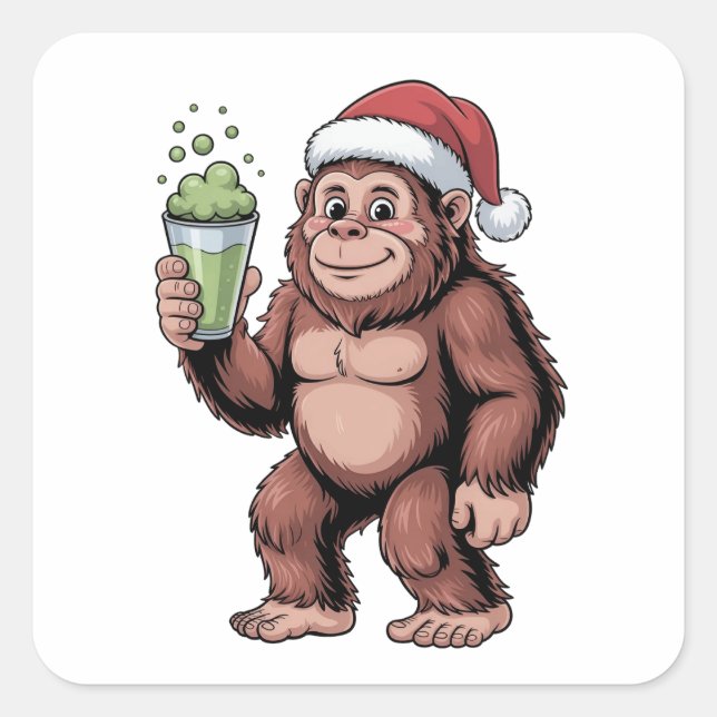 Bigfoot Christmas Sasquatch Matcha Lover  Square Sticker (Front)