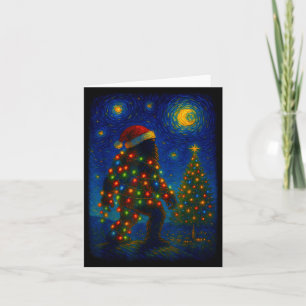 Bigfoot Christmas Sasquatch Santa Hat Starry Night Card
