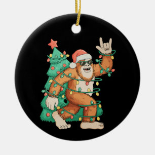 Bigfoot Christmas Sasquatch Xmas Tree Lights Santa Ceramic Tree Decoration