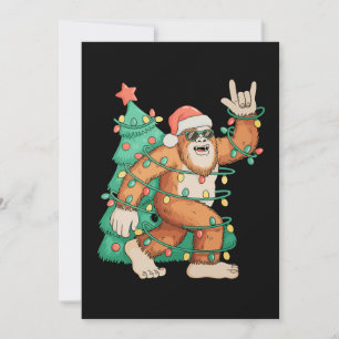 Bigfoot Christmas Sasquatch Xmas Tree Lights Santa Holiday Card
