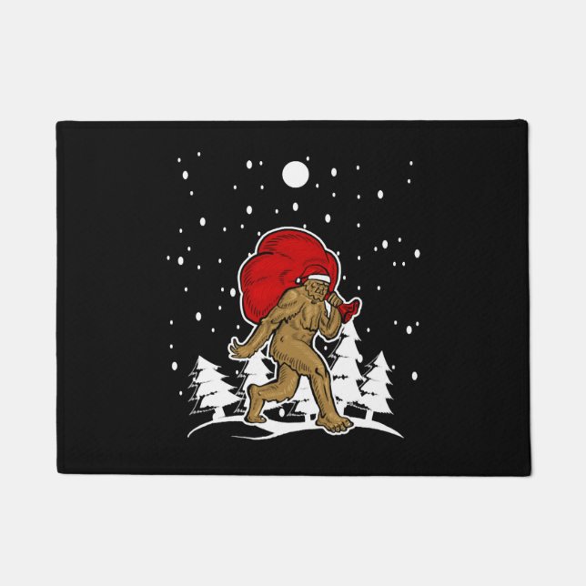 Bigfoot Christmas Shirt Holiday Party Yeti Tshirt Doormat (Front)