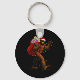 Bigfoot Christmas Shirts Boys Men Xmas Tree Lights Key Ring
