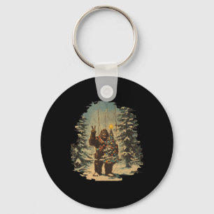 Bigfoot Christmas Tree Lights Tarot Xmas Sasquatch Key Ring