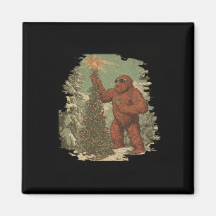 Bigfoot Christmas Tree Lights Tarot Xmas Sasquatch Magnet