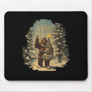 Bigfoot Christmas Tree Lights Tarot Xmas Sasquatch Mouse Mat