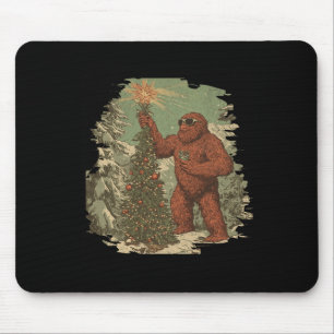Bigfoot Christmas Tree Lights Tarot Xmas Sasquatch Mouse Mat
