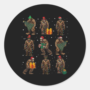 Bigfoot Christmas Tree Lights Xmas Decorations Boy Classic Round Sticker