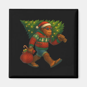 Bigfoot Christmas Tree Lights Xmas Sasquatch Boys  Magnet