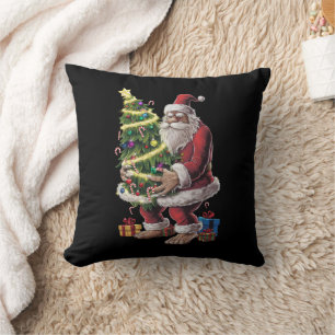 Bigfoot Christmas Tree Lights Xmas Sasquatch Lover Cushion