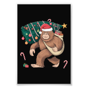 Bigfoot Christmas Tree Lights Xmas Sasquatch Lover Photo Print