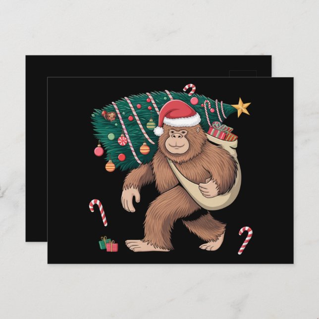 Bigfoot Christmas Tree Lights Xmas Sasquatch Lover Postcard (Front/Back)