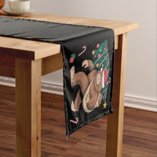 Bigfoot Christmas Tree Lights Xmas Sasquatch Lover Short Table Runner