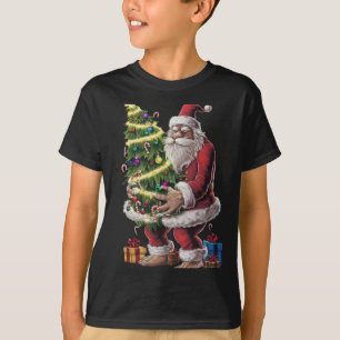 Bigfoot Christmas Tree Lights Xmas Sasquatch Lover T-Shirt