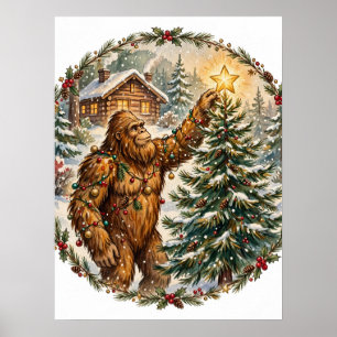 Bigfoot Christmas Tree Poster