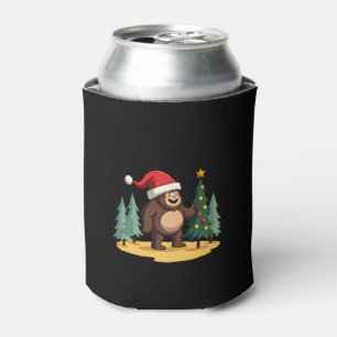 Bigfoot Christmas Tree Santa Hat (1) Can Cooler