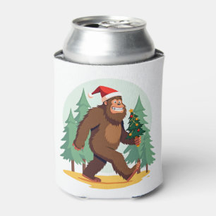 Bigfoot Christmas Tree Santa Hat (1) Can Cooler