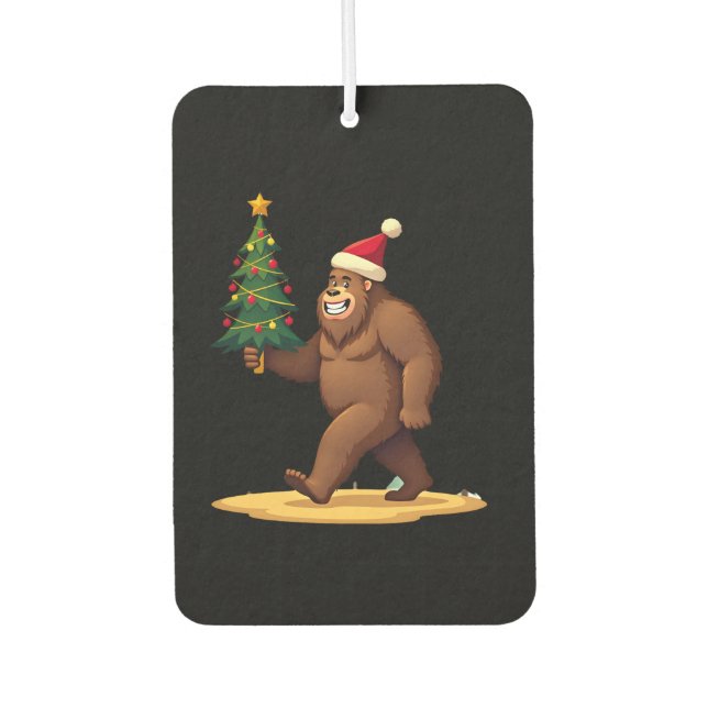 Bigfoot Christmas Tree Santa Hat (1) Car Air Freshener (Front)