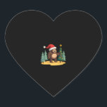 Bigfoot Christmas Tree Santa Hat (1) Heart Sticker<br><div class="desc">Bigfoot Christmas Tree Santa Hat (1)</div>