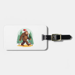 Bigfoot Christmas Tree Santa Hat (1) Luggage Tag