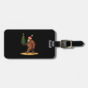 Bigfoot Christmas Tree Santa Hat (1) Luggage Tag