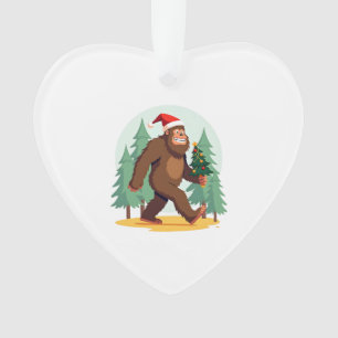 Bigfoot Christmas Tree Santa Hat (1) Ornament