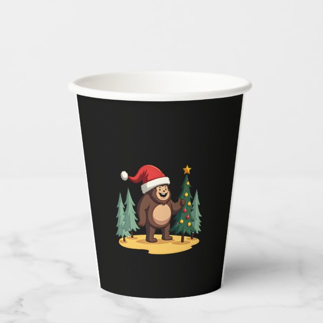 Bigfoot Christmas Tree Santa Hat (1) Paper Cups (Front)