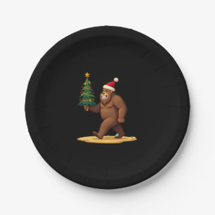 Bigfoot Christmas Tree Santa Hat (1) Paper Plate