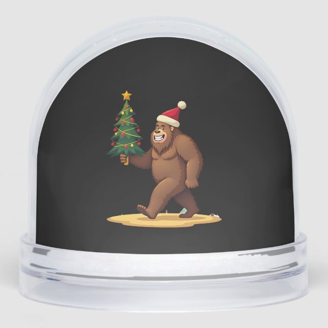Bigfoot Christmas Tree Santa Hat (1) Snowglobe (Front)