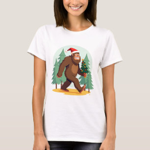 Bigfoot Christmas Tree Santa Hat (1) T-Shirt