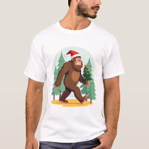 Bigfoot Christmas Tree Santa Hat (1) T-Shirt