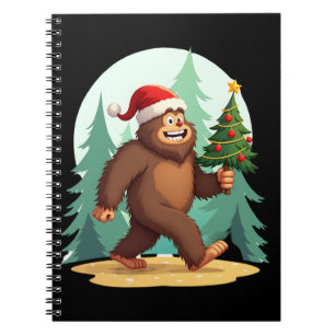 Bigfoot Christmas Tree Santa Hat (2) Notebook
