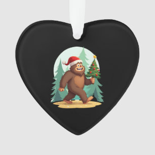 Bigfoot Christmas Tree Santa Hat (2) Ornament