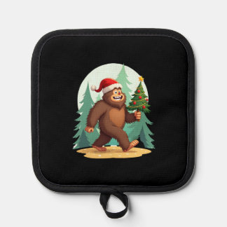 Bigfoot Christmas Tree Santa Hat (2) Pot Holder