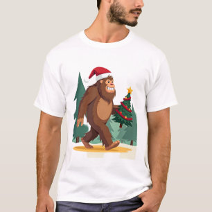 Bigfoot Christmas Tree Santa Hat (2) T-Shirt